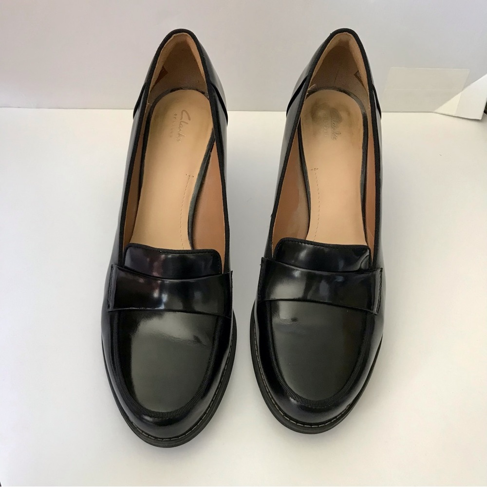 Clarks Tarah Grace Black Block Heel Pumps Size 9M - Picture 4 of 9